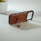 iPhone 17 Pro Max Premium PU Leather Case with Metal Kickstand | Metal Camera Bump | Luxury Shockproof Back Cover