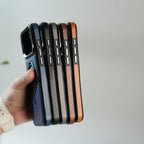 iPhone 17 Pro Max Premium PU Leather Case with Metal Kickstand | Metal Camera Bump | Luxury Shockproof Back Cover