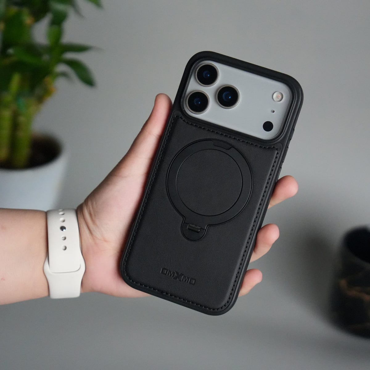 iPhone 17 Pro Max Premium PU Leather Kickstand Case | Luxury Shockproof Protective Back Cover