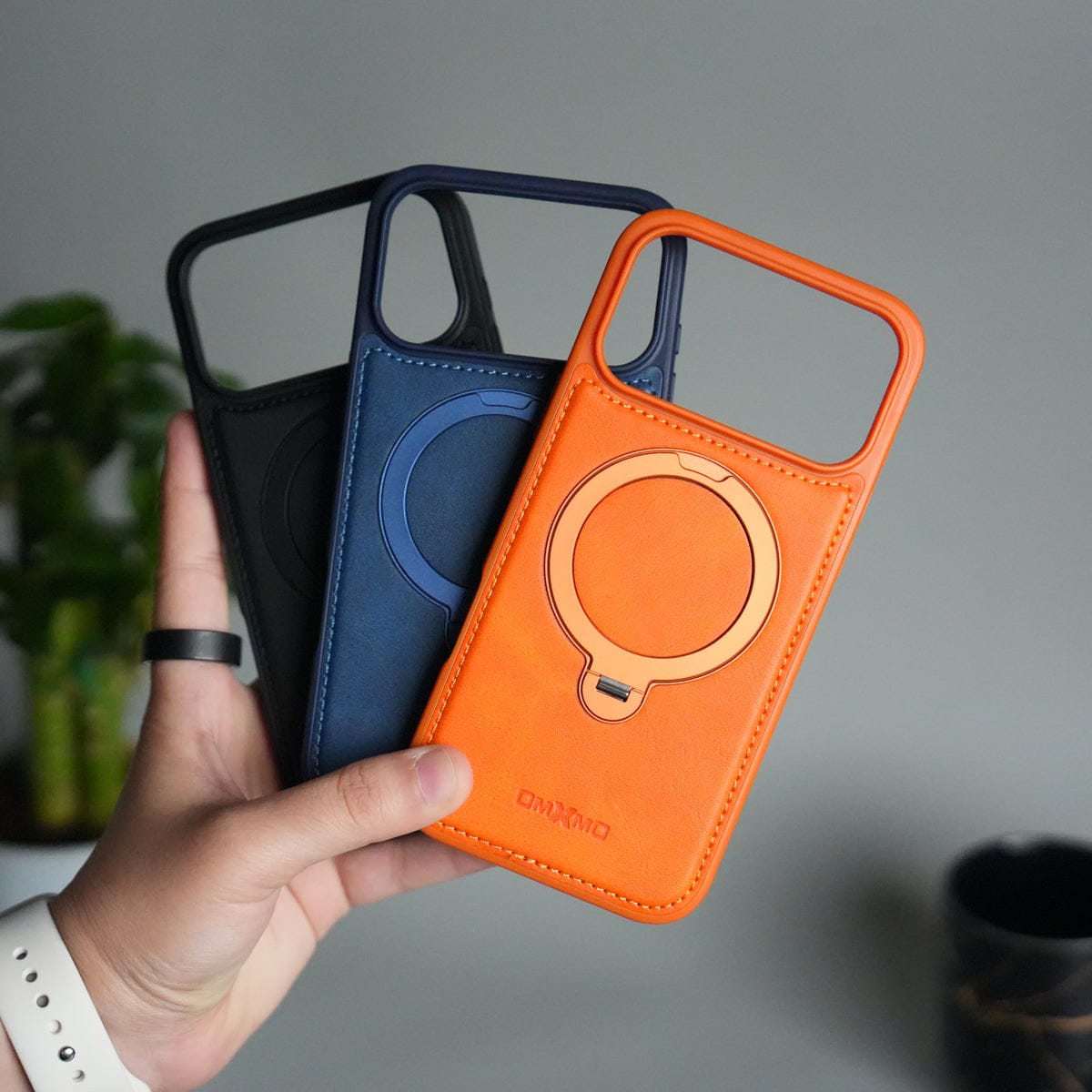 iPhone 17 Pro Max Premium PU Leather Kickstand Case | Luxury Shockproof Protective Back Cover