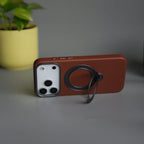 iPhone 17 Pro Max PU Leather Case with Metal Camera Frame & 360° Rotating Metal Stand