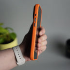 iPhone 17 Pro Max PU Leather Case with Metal Camera Frame & Built-in MagSafe Back Cover