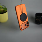 iPhone 17 Pro Max PU Leather Case with Metal Camera Frame & Built-in MagSafe Back Cover