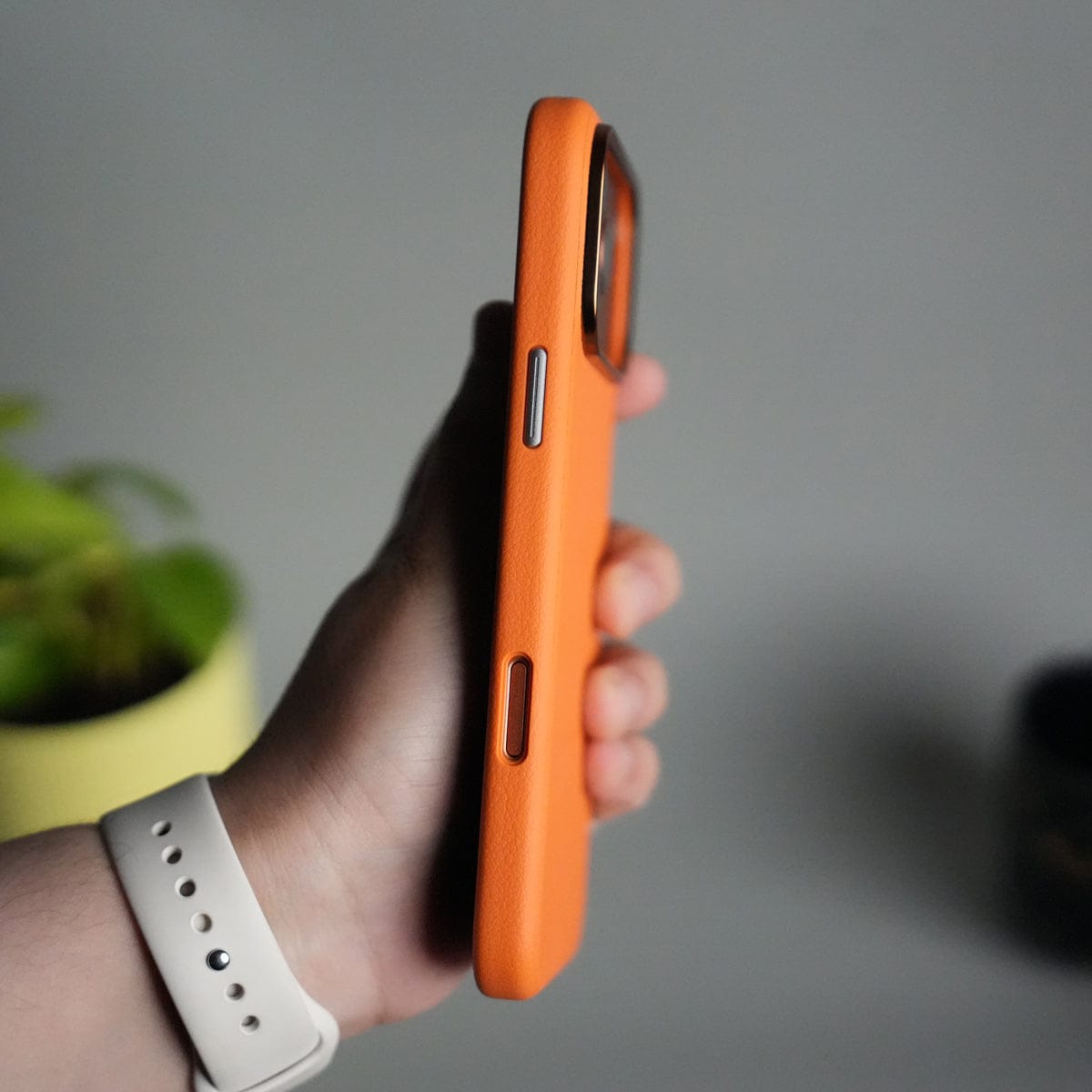 iPhone 17 Pro Max PU Leather Case with Metal Camera Frame & Built-in MagSafe Back Cover