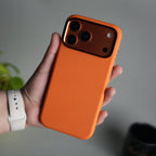 iPhone 17 Pro Max PU Leather Case with Metal Camera Frame & Built-in MagSafe Back Cover