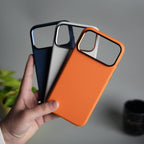 iPhone 17 Pro Max PU Leather Case with Metal Camera Frame & Built-in MagSafe Back Cover