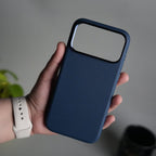 iPhone 17 Pro Max PU Leather Case with Metal Camera Frame & Built-in MagSafe Back Cover