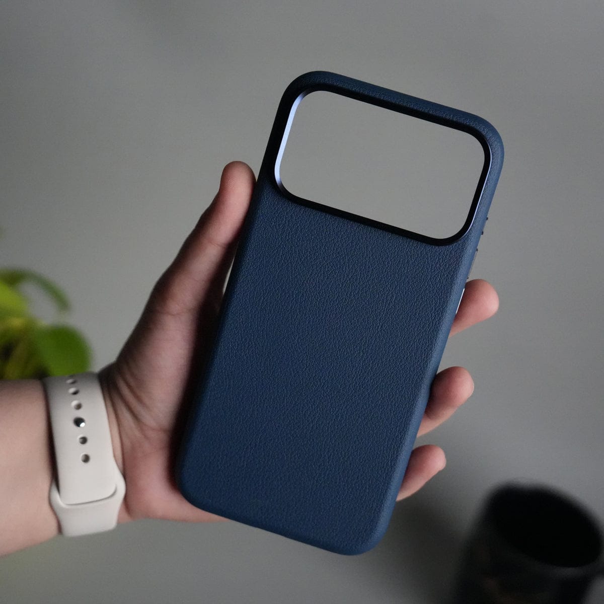 iPhone 17 Pro Max PU Leather Case with Metal Camera Frame & Built-in MagSafe Back Cover