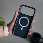 iPhone 17 Pro Max PU Leather Case with Metal Camera Frame & Built-in MagSafe Back Cover