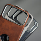 iPhone 17 Pro Max PU Leather Logo Cut MagSafe Case | Metal Camera Frame with Premium Finish