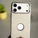 iPhone 17 Pro Max PU Leather Logo Cut MagSafe Case | Metal Camera Frame with Premium Finish