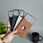 iPhone 17 Pro Max PU Leather Logo Cut MagSafe Case | Metal Camera Frame with Premium Finish