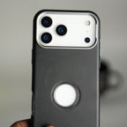 iPhone 17 Pro Max PU Leather Logo Cut MagSafe Case | Metal Camera Frame with Premium Finish