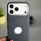 iPhone 17 Pro Max PU Leather Logo Cut MagSafe Case | Metal Camera Frame with Premium Finish