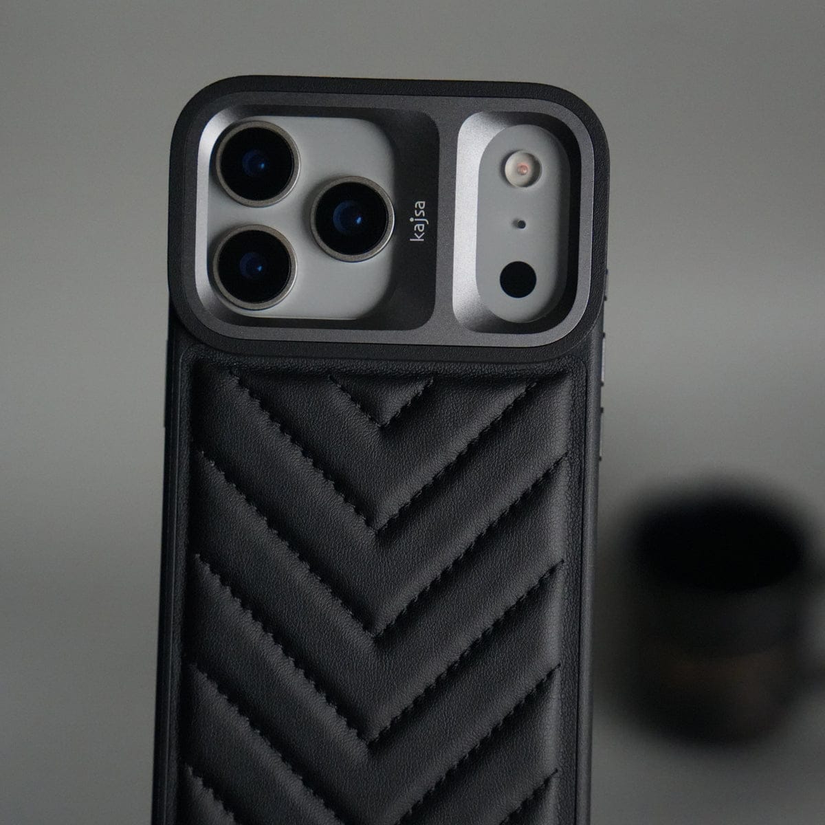iPhone 17 Pro Max PUFF Leather Metallic Camera Frame Case Cover