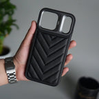 iPhone 17 Pro Max PUFF Leather Metallic Camera Frame Case Cover