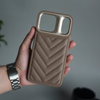 iPhone 17 Pro Max PUFF Leather Metallic Camera Frame Case Cover