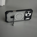 iPhone 17 Pro Max – Rugged Armor MagSafe Case with Metal Kickstand