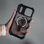 iPhone 17 Pro Max – Rugged Armor MagSafe Case with Metal Kickstand