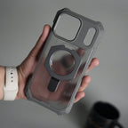 iPhone 17 Pro Max – Rugged Armor MagSafe Case with Metal Kickstand