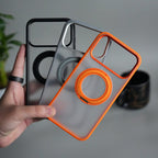 iPhone 17 Pro Max Transparent Magnetic Ring Case | Frosted Shockproof Kickstand Cover