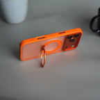 iPhone 17 Pro Max Transparent Magnetic Ring Case | Frosted Shockproof Kickstand Cover