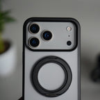 iPhone 17 Pro Max Transparent Magnetic Ring Case | Frosted Shockproof Kickstand Cover
