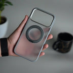 iPhone 17 Pro Max Transparent Magnetic Ring Case | Frosted Shockproof Kickstand Cover