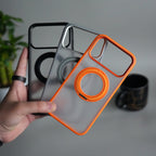 iPhone 17 Pro Max Transparent Magnetic Ring Case | Frosted Shockproof Kickstand Cover
