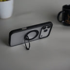 iPhone 17 Pro Max Transparent Magnetic Ring Case | Frosted Shockproof Kickstand Cover