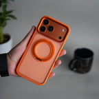 iPhone 17 Pro Max Transparent Magnetic Ring Case | Frosted Shockproof Kickstand Cover