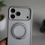 iPhone 17 Pro Max Transparent Magnetic Ring Case | Frosted Shockproof Kickstand Cover