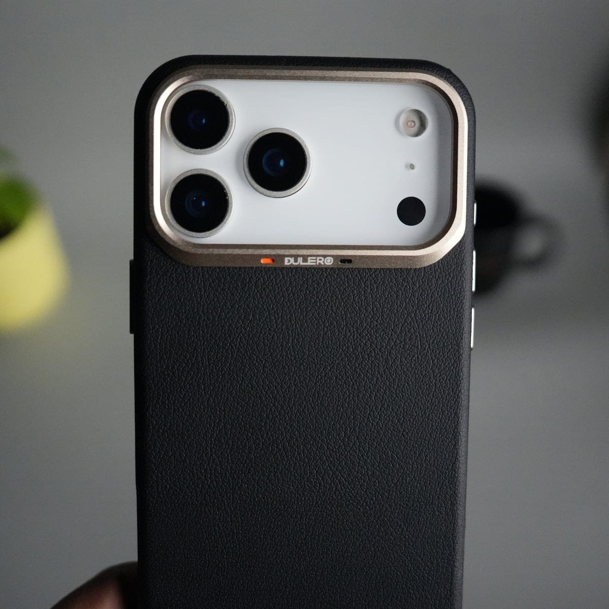 iPhone 17 Pro Max PU Leather Case with Metal Camera Frame