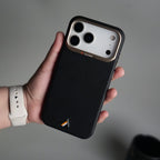iPhone 17 Pro Max PU Leather Case with Metal Camera Frame
