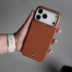 iPhone 17 Pro Max PU Leather Case with Metal Camera Frame