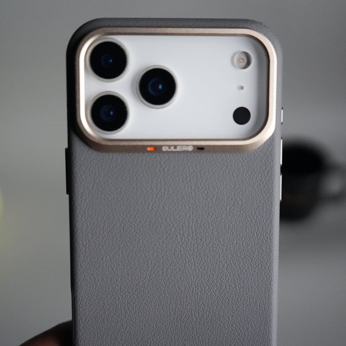 iPhone 17 Pro Max PU Leather Case with Metal Camera Frame