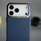 iPhone 17 Pro Max PU Leather Case with Metal Camera Frame