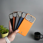 iPhone 17 Pro Max PU Leather Case with Metal Camera Frame