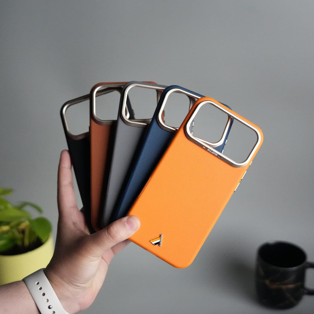 iPhone 17 Pro Max PU Leather Case with Metal Camera Frame
