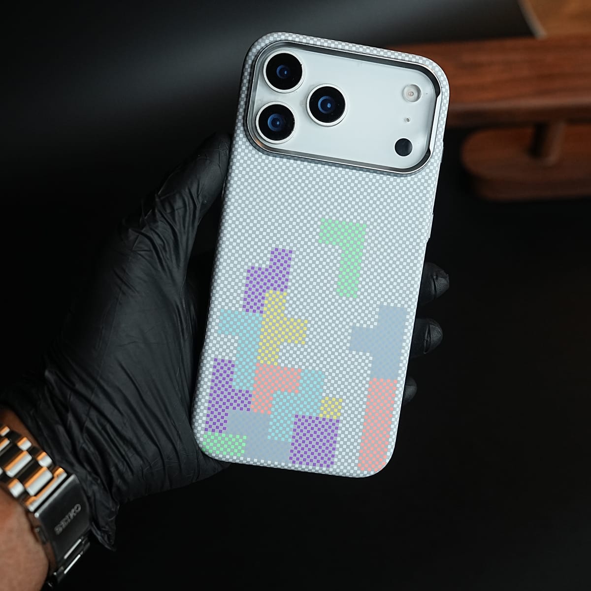 Aramid Design Hard Pc Case for iPhone 17 Series | Magnetic Ring Cover | Brick Design