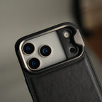 iPhone 17 Series Camera Protector Case | Sliding Metal Lens Cover | Shockproof Back Cover with Built-In Kickstand