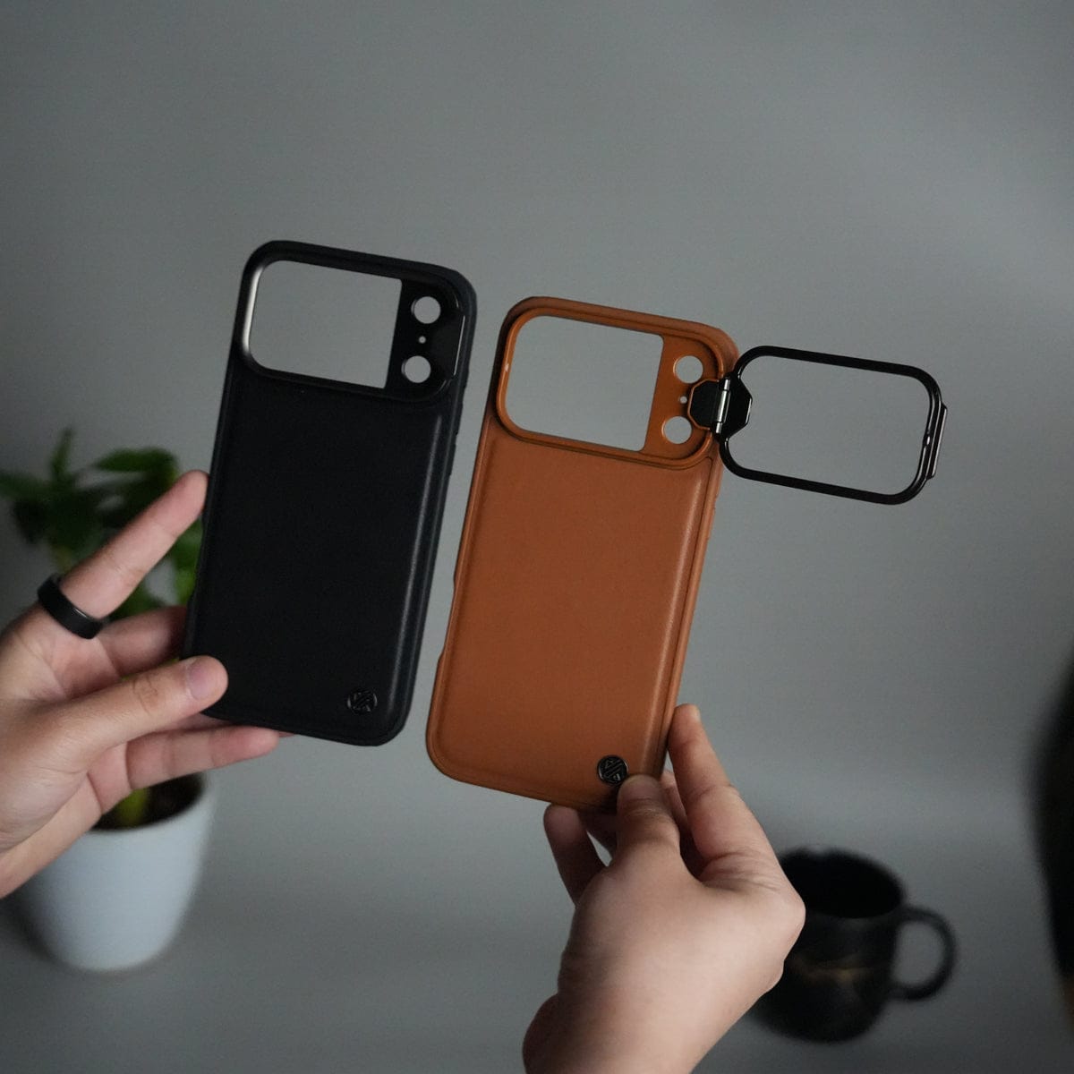 iPhone 17 Series Camera Protector Case | Sliding Metal Lens Cover | Shockproof Back Cover with Built-In Kickstand