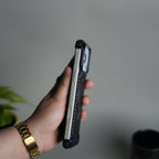iPhone 17 Series Carbon Fiber Design Frameless Metal Kickstand Case | Blue frame