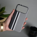 iPhone 17 Series Carbon Fiber Texture Aramid Design Hard Pc MagSafe Cover | Stripe Design