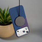 iPhone 17 Series Carbon Fiber Texture Design Hard Pc MagSafe Case Cover BluePurple Design