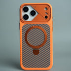 iPhone 17 Series Carbon Fiber Texture Ring Stand Protective Case Cover