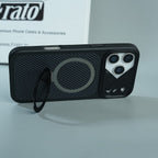 iPhone 17 Series Carbon Fiber Texture Ring Stand Protective Case Cover