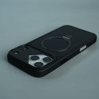 iPhone 17 Series Carbon Fiber Texture Ring Stand Protective Case Cover