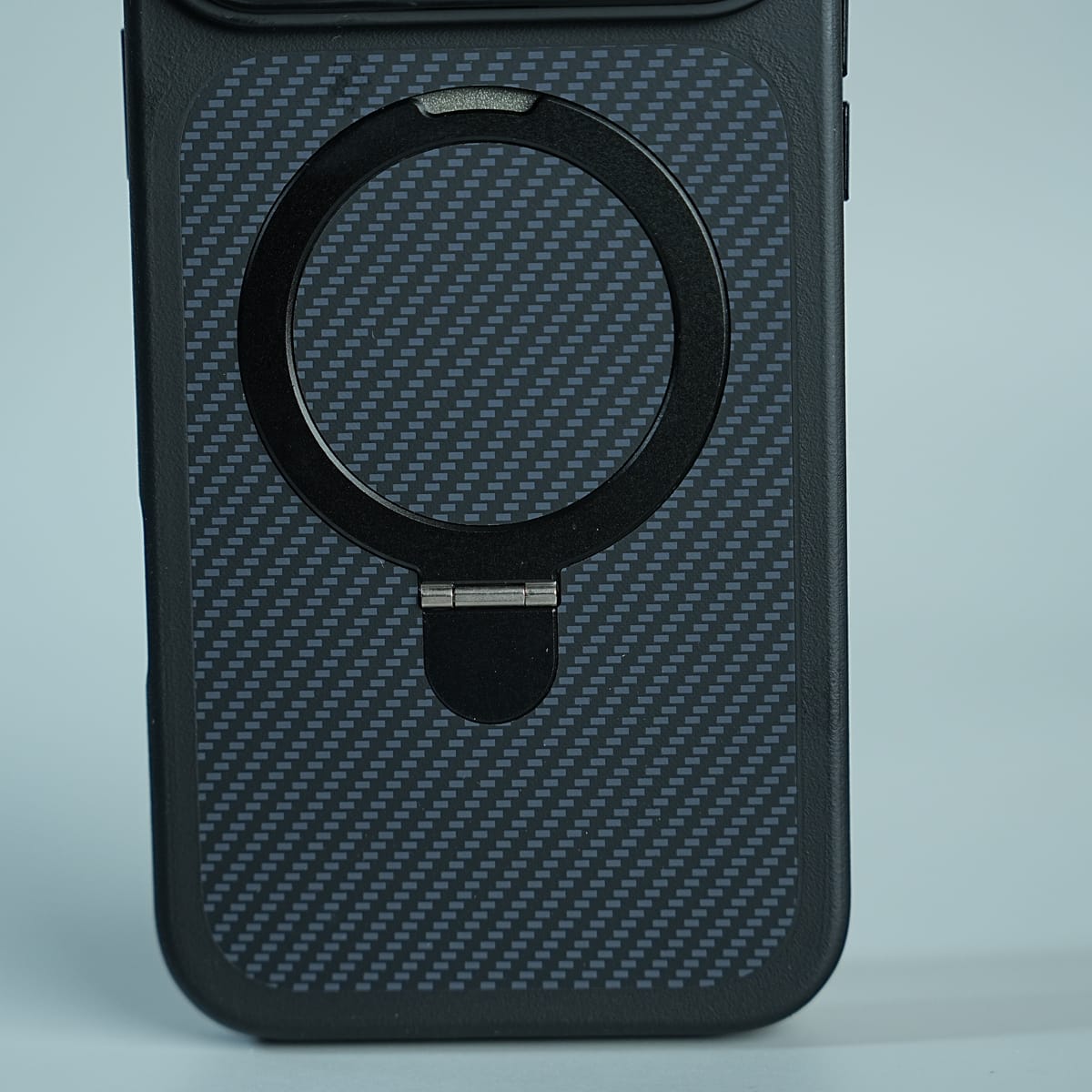 iPhone 17 Series Carbon Fiber Texture Ring Stand Protective Case Cover