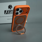 iPhone 17 Series Carbon Fiber Texture Ring Stand Protective Case Cover